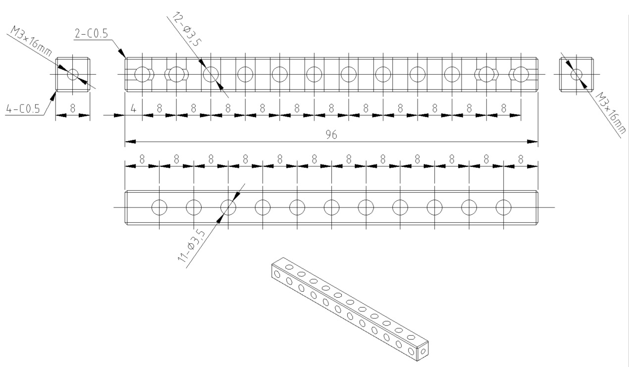 96mm Square Beam Studica Canada Robotics Automation Technology For